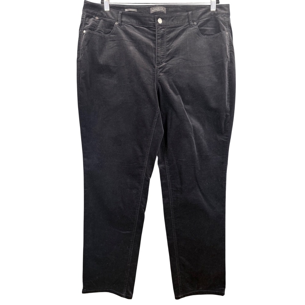 Talbots Flawless Five-Pocket Velvet Pants Black Straight Leg Womens 18W